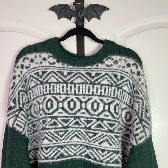 Maurices Fuzzy Sweater Green & White Soft Stretchy Flattering cut size 3X NWT - Picture 4 of 13